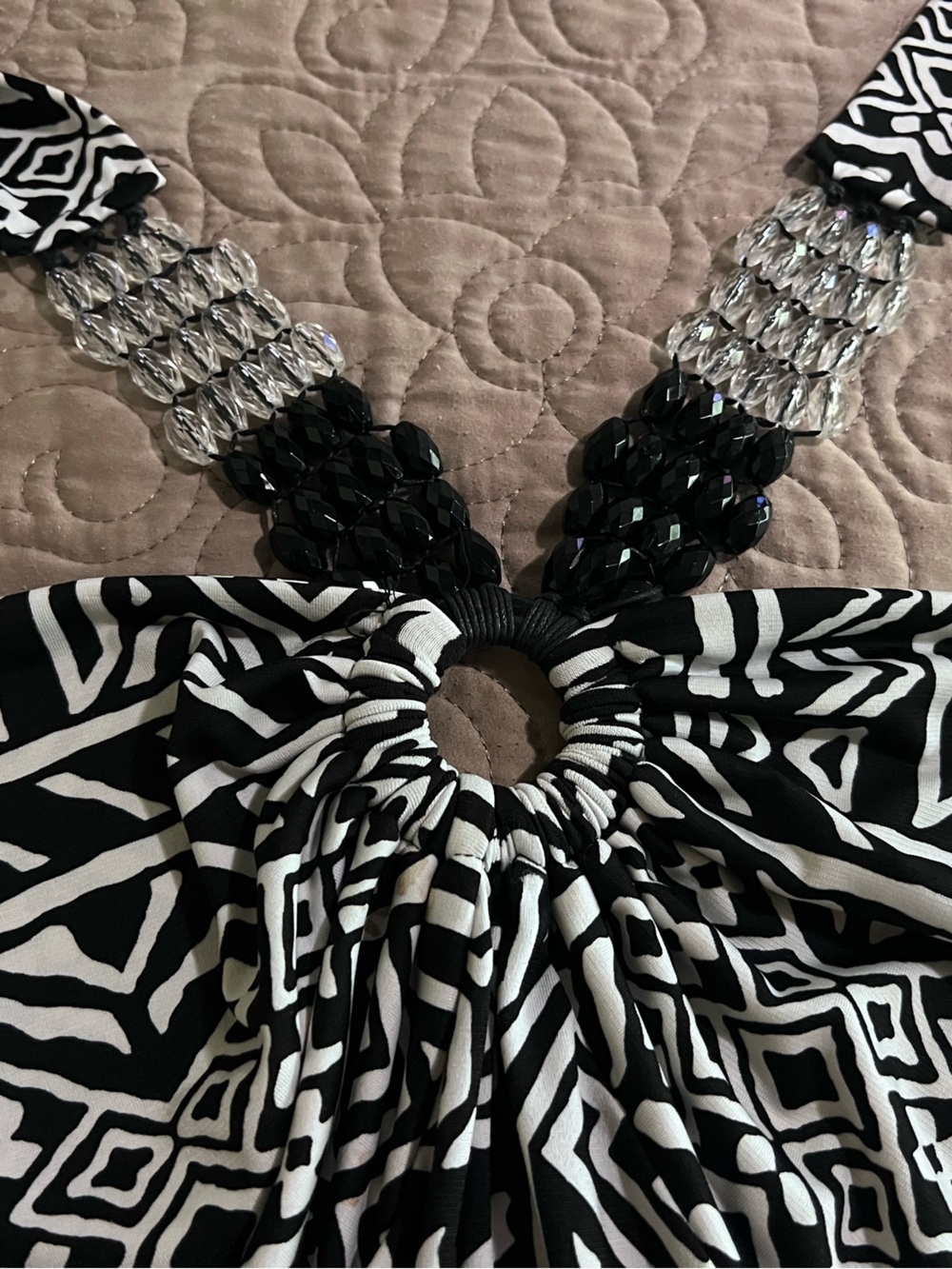 Avenue Black and White Geometric Maxi Dress